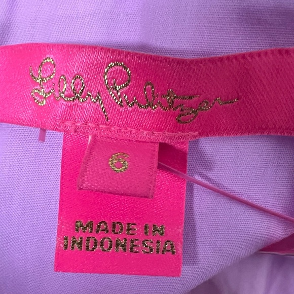 LILLY PULITZER Purple Iris / Bellini Colorblock Crop Anlee Top Shoulder Ties 6 - Picture 9 of 10